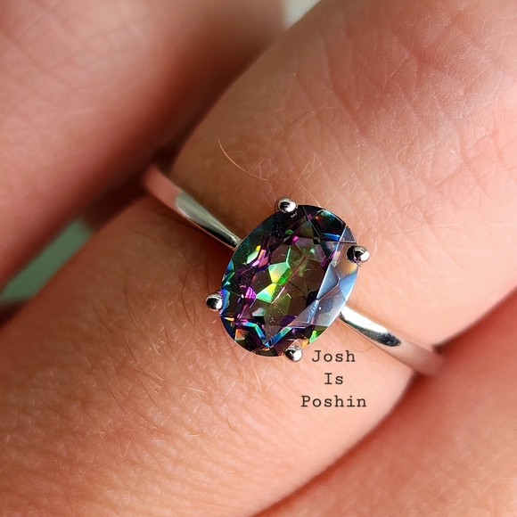 1.2CTWMystic rainbow quartz ring in sterling silver - Picture 4 of 5